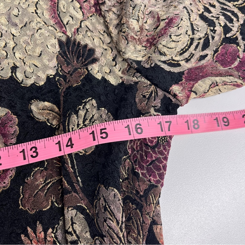 Vintage Y2K MSK Women's Black Floral top beading shoulder pads‎ ruched v neck - Picture 11 of 16